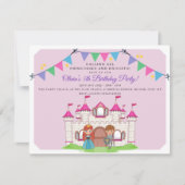 プリンセスと騎士の誕生日パーティー招待状 招待状 (正面)