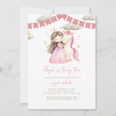 プリンセスとUnicorn水彩誕生日 招待状 (正面)