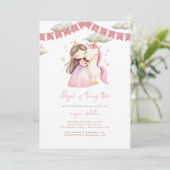 プリンセスとUnicorn水彩誕生日 招待状 (スタンド正面)