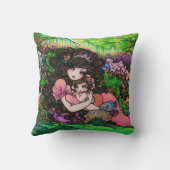 プリンセスのお母さん及びベビーのファンタジーのファインアートの枕 クッション (裏面)