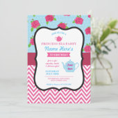 プリンセスのお茶会のアリスのピンクの誕生日の招待 招待状 (スタンド正面)