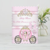 プリンセスのかわいいベビーシャワー 女の子の馬車 招待状 (スタンド正面)
