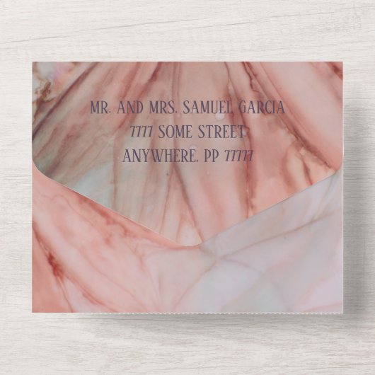 プリンセスのような美しさのクイーンズエーニャ・オールインワン招待状 Pretty in Pink オールインワン招待状 (裏面)