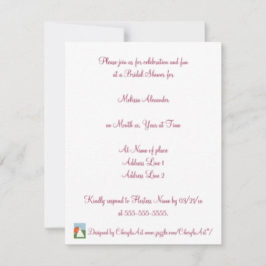 プリンセスのカボチャキャリッジブライダルシャワーの招待状 招待状 (裏面)