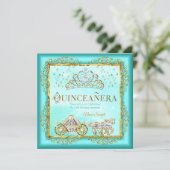 プリンセスのキンセアニェラ 神秘的なターコイズブルー ゴールド 招待状 (スタンド正面)