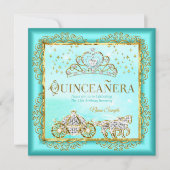 プリンセスのキンセアニェラ 神秘的なターコイズブルー ゴールド 招待状 (正面)