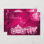 プリンセスのコーチ及び馬及びディスコの球は感謝していしています サンキューカード (正面/裏面)