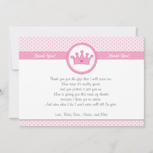 プリンセスのサンキューカードのノート ノートカード (正面)