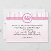 プリンセスのサンキューカードのピンクの水玉模様の女の子 サンキューカード (正面)