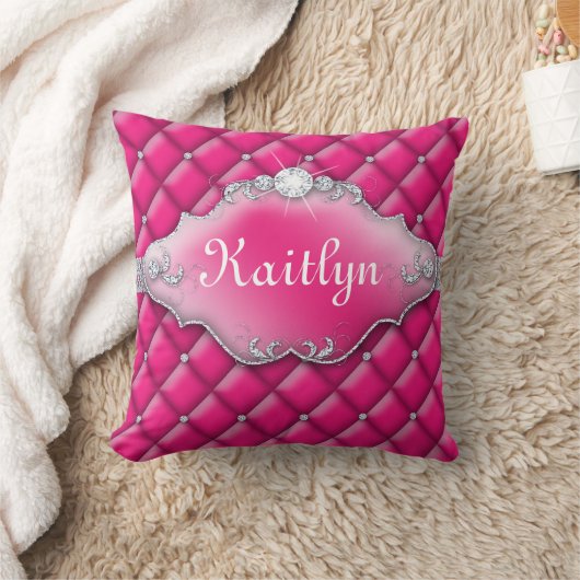 プリンセスのジュエリーの枕房状のサテンのダイヤモンドのピンク クッション (ブランケット)