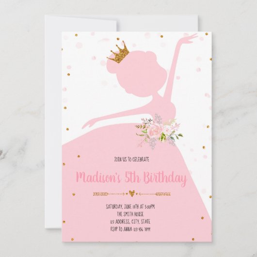 プリンセスのダンスのパーティの招待状 招待状 (正面)