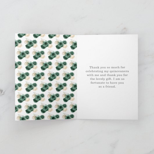 プリンセスのダークグリーンドレスキンセアニェラありがとう サンキューカード (内部)