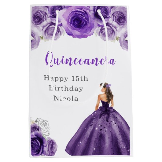 プリンセスのダークパープルドレスキンセアニェラ ミディアムペーパーバッグ (正面)