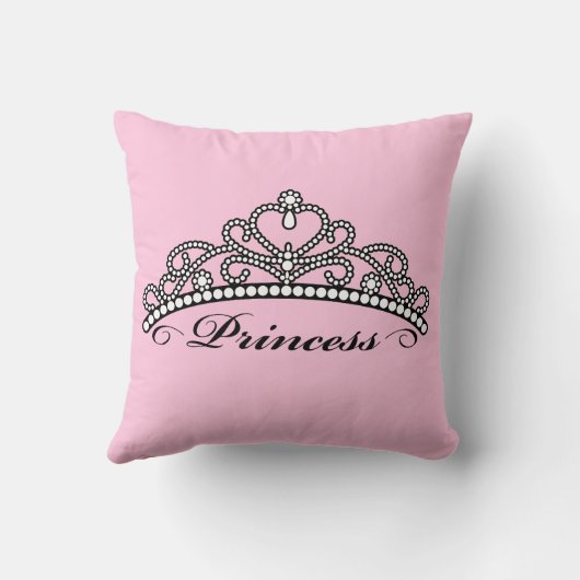 プリンセスのティアラの枕(ピンクの背景) クッション (裏面)