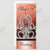 プリンセスのティアラのSweet sixteen (オレンジ) 招待状 (正面/裏面)