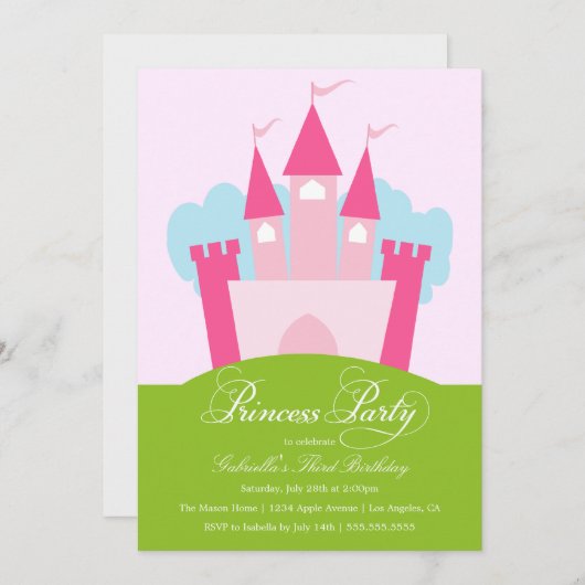 プリンセスのパーティー|の誕生日のパーティの招待状 招待状 (正面/裏面)