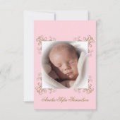 プリンセスのピンクの金ゴールドの王冠はベビーシャワー感謝していしています サンキューカード (裏面)