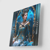 プリンセスのブルーバラAIアートby Xzendor7 スクエア壁時計 (傾斜)