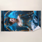 プリンセスのブルーバラAIアートby Xzendor7 ビーチタオル (正面)