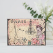 プリンセスのベビーのエッフェル塔及びシャンデリアRSVP 出欠カード (スタンド正面)