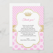 プリンセスのベビーシャワーのサンキューカードのピンクの金ゴールド サンキューカード (正面/裏面)