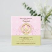 プリンセスのベビーシャワーの招待状のかわいらしいキャリッジ 招待状 (スタンド正面)