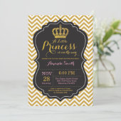 プリンセスのベビーシャワーの招待状のピンクおよび金ゴールド 招待状 (スタンド正面)
