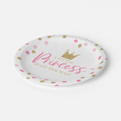 プリンセスのベビーシャワーの紙皿7"ピンクの金ゴールド ペーパープレート (アングル)