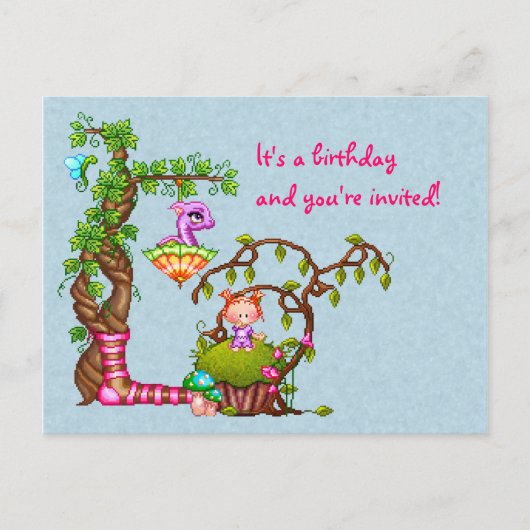 プリンセスのマフィン及び友人ピクセル芸術 インビテーションポストカード (正面)