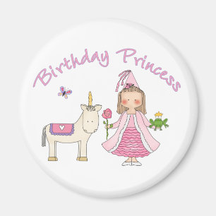 プリンセスのユニコーンの誕生日の女の子 マグネット