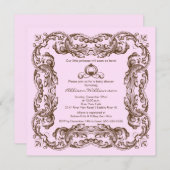 プリンセスのヴィンテージフレームのベビーシャワーの招待状 招待状 (正面/裏面)