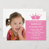 プリンセスの写真の誕生日の招待状 招待状 (正面/裏面)