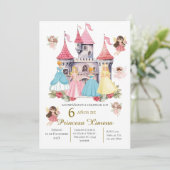 プリンセスの城での3歳の誕生日パーティーの招待状 招待状 (スタンド正面)