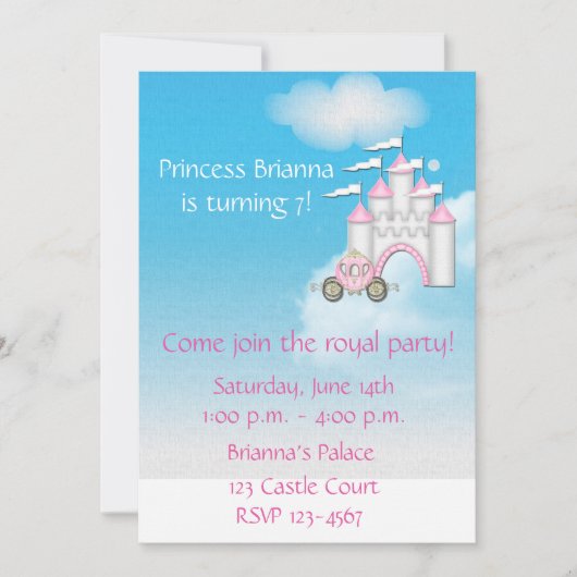 プリンセスの城の招待状 招待状 (正面)