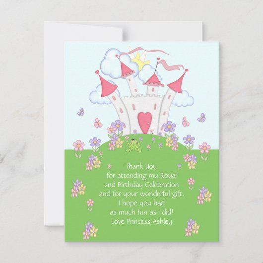 プリンセスの城は平らなカード感謝していしています サンキューカード (正面)