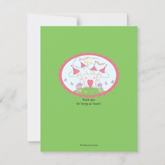 プリンセスの城は平らなカード感謝していしています サンキューカード (裏面)