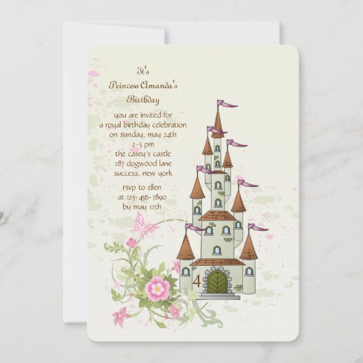 プリンセスの城招待状 招待状 (正面)