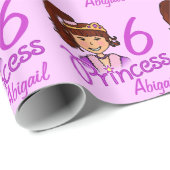 プリンセスの女の子のダークヘア名の年齢の誕生日ラップ ラッピングペーパー (ロールコーナー)