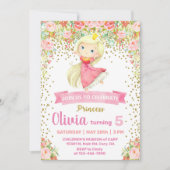 プリンセスの女の子の誕生日パーティーの招待状、招待状。i 招待状 (正面)