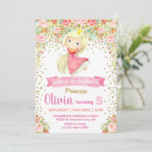 プリンセスの女の子の誕生日パーティーの招待状、招待状。i 招待状 (スタンド正面)