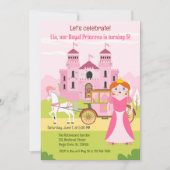 プリンセスの女の子の誕生日パーティー 招待状 (正面)