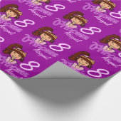 プリンセスの女の子の黒い髪の名前の年齢の誕生日の覆い ラッピングペーパー (角)