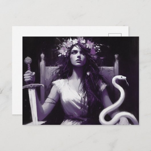 プリンセスの戦士と彼女のペットのスネークパープルブラック ポストカード (正面/裏面)