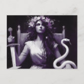 プリンセスの戦士と彼女のペットのスネークパープルブラック ポストカード (正面)