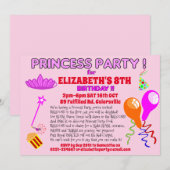 プリンセスの招待状 楽しいおとぎ話の誕生日パーティー 招待状 (正面/裏面)
