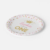 プリンセスの最初誕生日の紙皿のピンクの金ゴールド ペーパープレート (アングル)