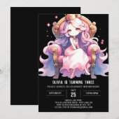 プリンセスの楽しい誕生日 招待状 (正面/裏面)