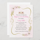 プリンセスの洗礼と誕生日招待状 招待状 (正面/裏面)