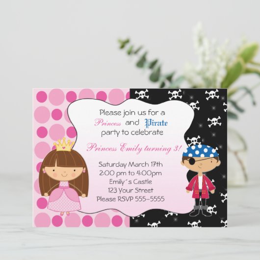 プリンセスの海賊子供の誕生日のパーティの招待状 招待状 (スタンド正面)