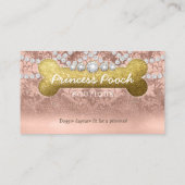 プリンセスの犬犬の心配の獣医の歩行者の骨のばら色の金ゴールド 名刺 (裏面)